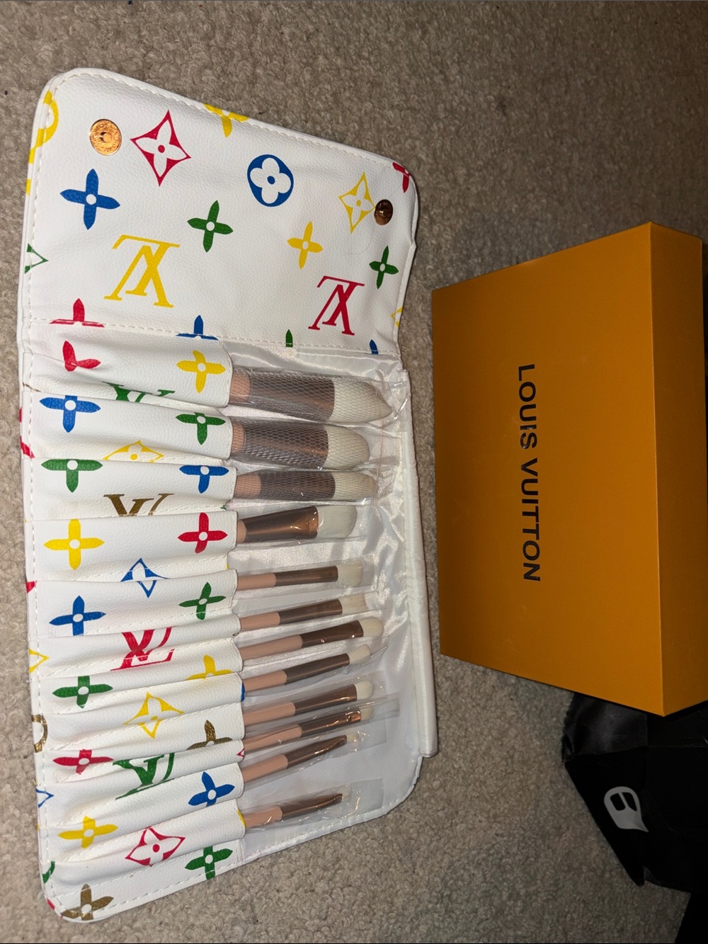 Inspired White Multicolor Makeup Brush Set and Case